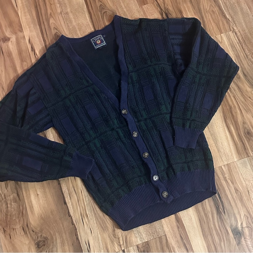 Ralph Lauren Chaps Navy and Green Cardigan